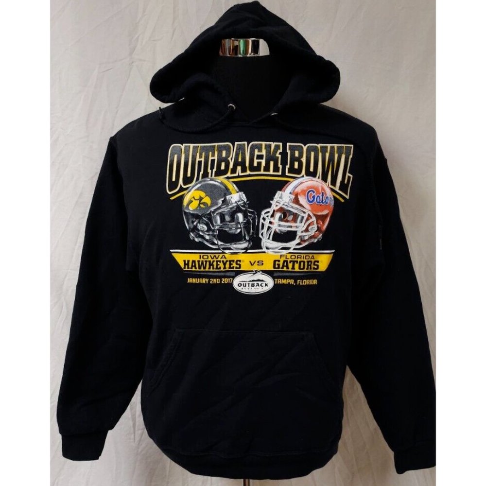 Jerzees Outback Bowl Medium Black Iowa Hawkeye Florida Gators 2017 NCAA Hoodie